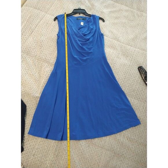 Lauren Ralph Lauren cowl neck Knee length Sleeveless Dress Blue size 10 Classic - Picture 6 of 9